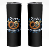Zack Aufgebrezelt Oktoberfest Skinny Tumbler Funny Bavarian Pretzel Edelweiss Blue - Wonder Print Shop