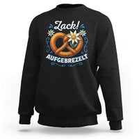 Zack Aufgebrezelt Oktoberfest Sweatshirt Funny Bavarian Pretzel Edelweiss Blue - Wonder Print Shop
