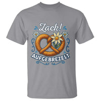 Zack Aufgebrezelt Oktoberfest T Shirt Funny Bavarian Pretzel Edelweiss Blue - Wonder Print Shop