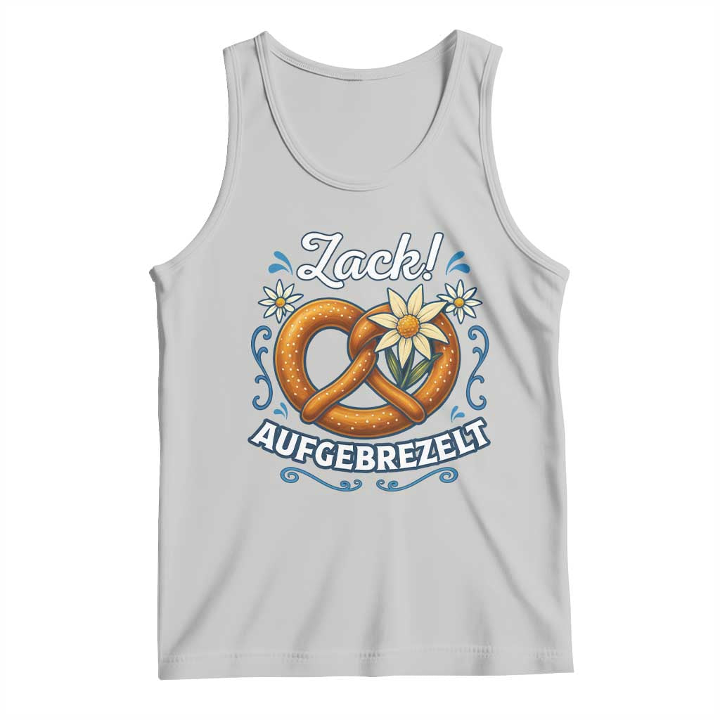 Zack Aufgebrezelt Oktoberfest Tank Top Funny Bavarian Pretzel Edelweiss Blue - Wonder Print Shop