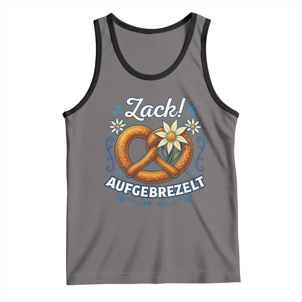 Zack Aufgebrezelt Oktoberfest Tank Top Funny Bavarian Pretzel Edelweiss Blue - Wonder Print Shop