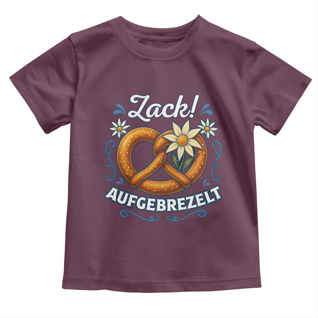 Zack Aufgebrezelt Oktoberfest Toddler T Shirt Funny Bavarian Pretzel Edelweiss Blue - Wonder Print Shop