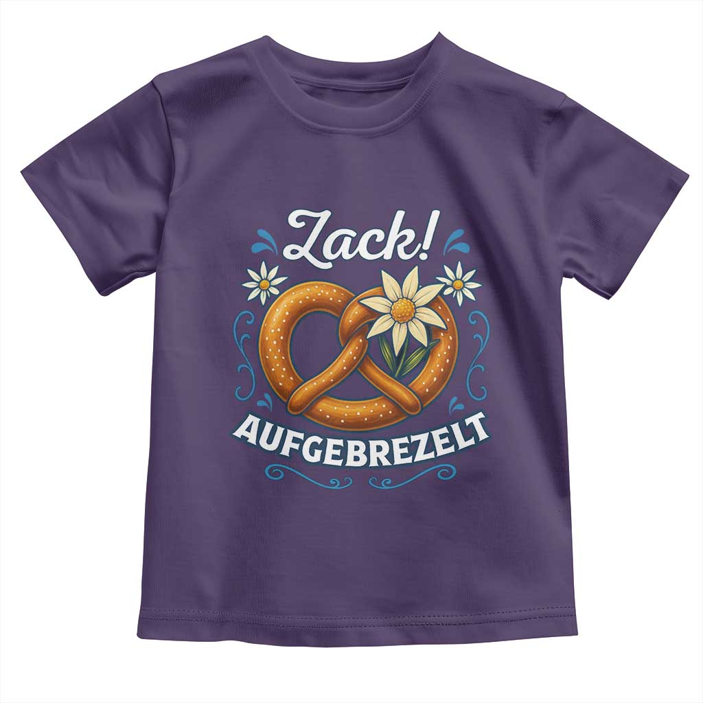 Zack Aufgebrezelt Oktoberfest Toddler T Shirt Funny Bavarian Pretzel Edelweiss Blue - Wonder Print Shop