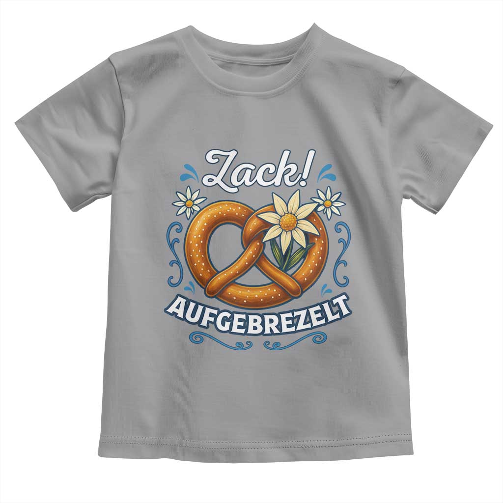Zack Aufgebrezelt Oktoberfest Toddler T Shirt Funny Bavarian Pretzel Edelweiss Blue - Wonder Print Shop