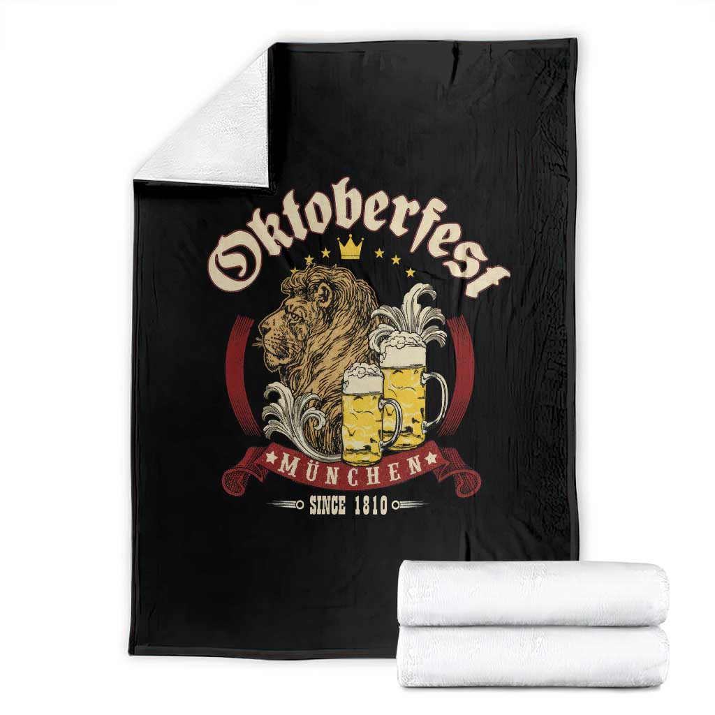 Oktoberfest Munchen Throw Blanket Munich Since 1810 Bavarian Lion and Beer - Wonder Print Shop