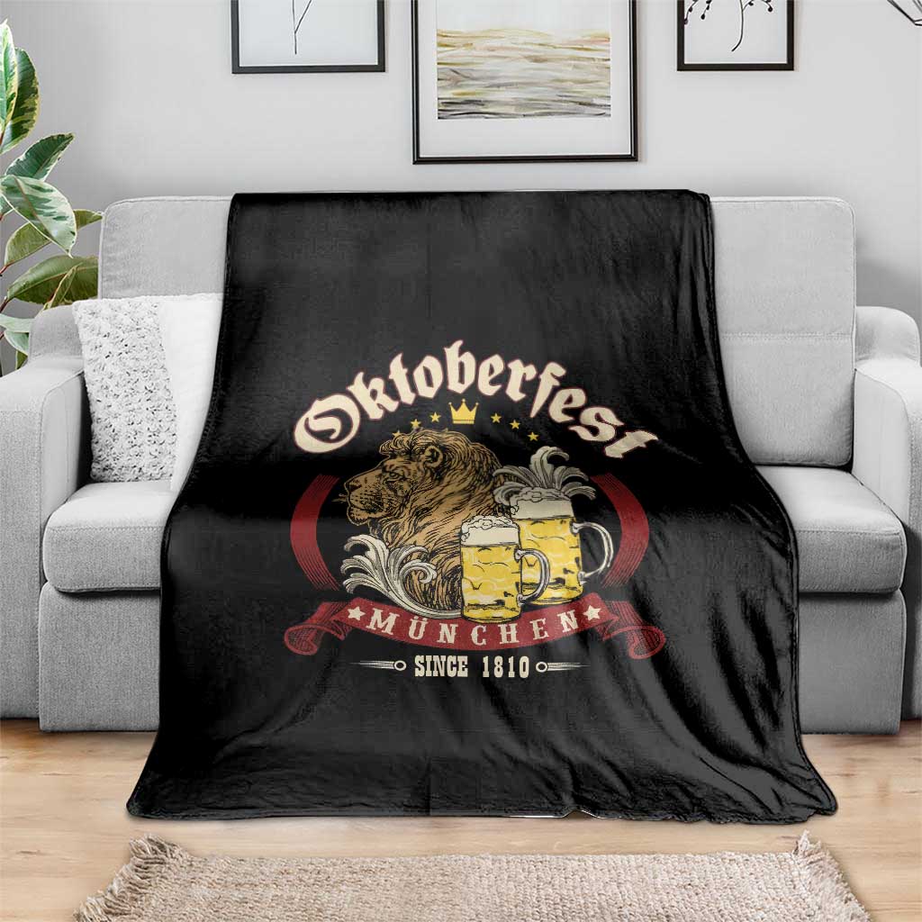 Oktoberfest Munchen Throw Blanket Munich Since 1810 Bavarian Lion and Beer - Wonder Print Shop