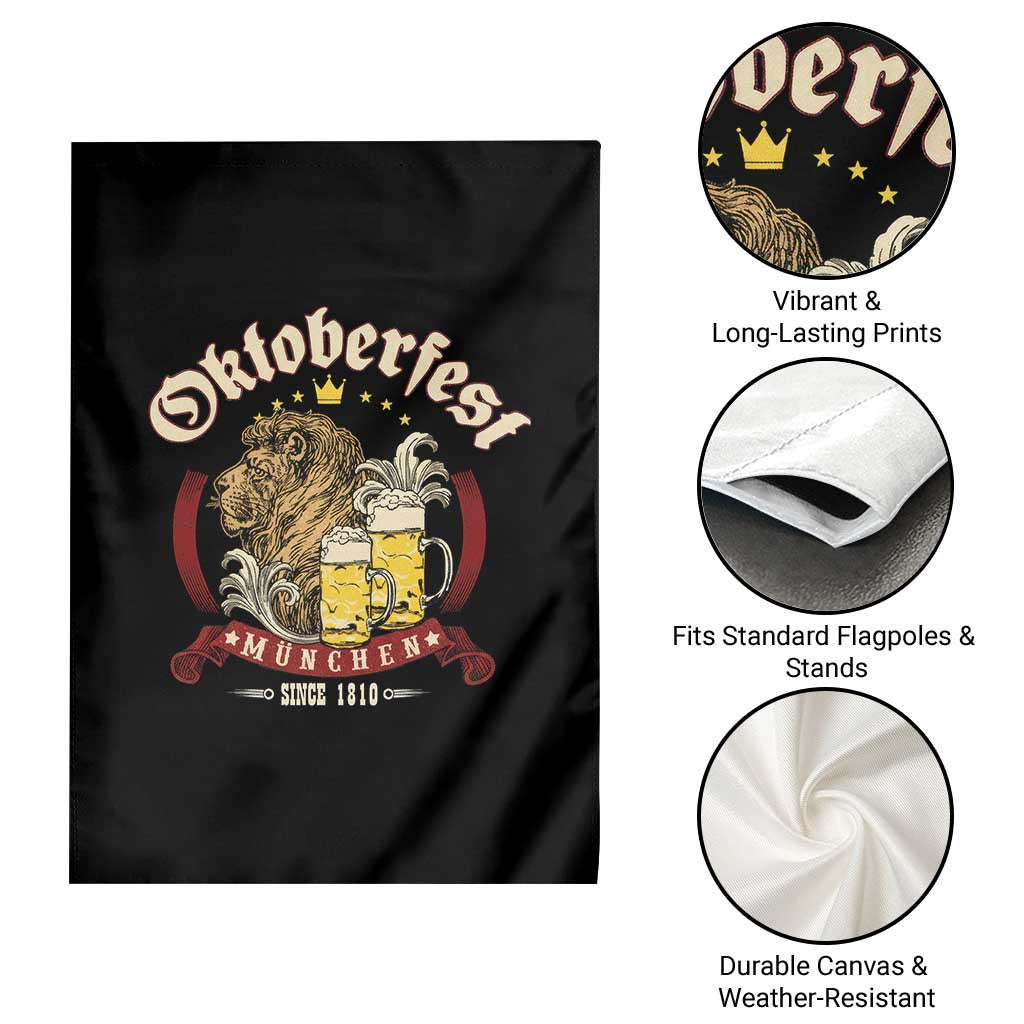Oktoberfest Munchen Garden Flag Munich Since 1810 Bavarian Lion and Beer - Wonder Print Shop