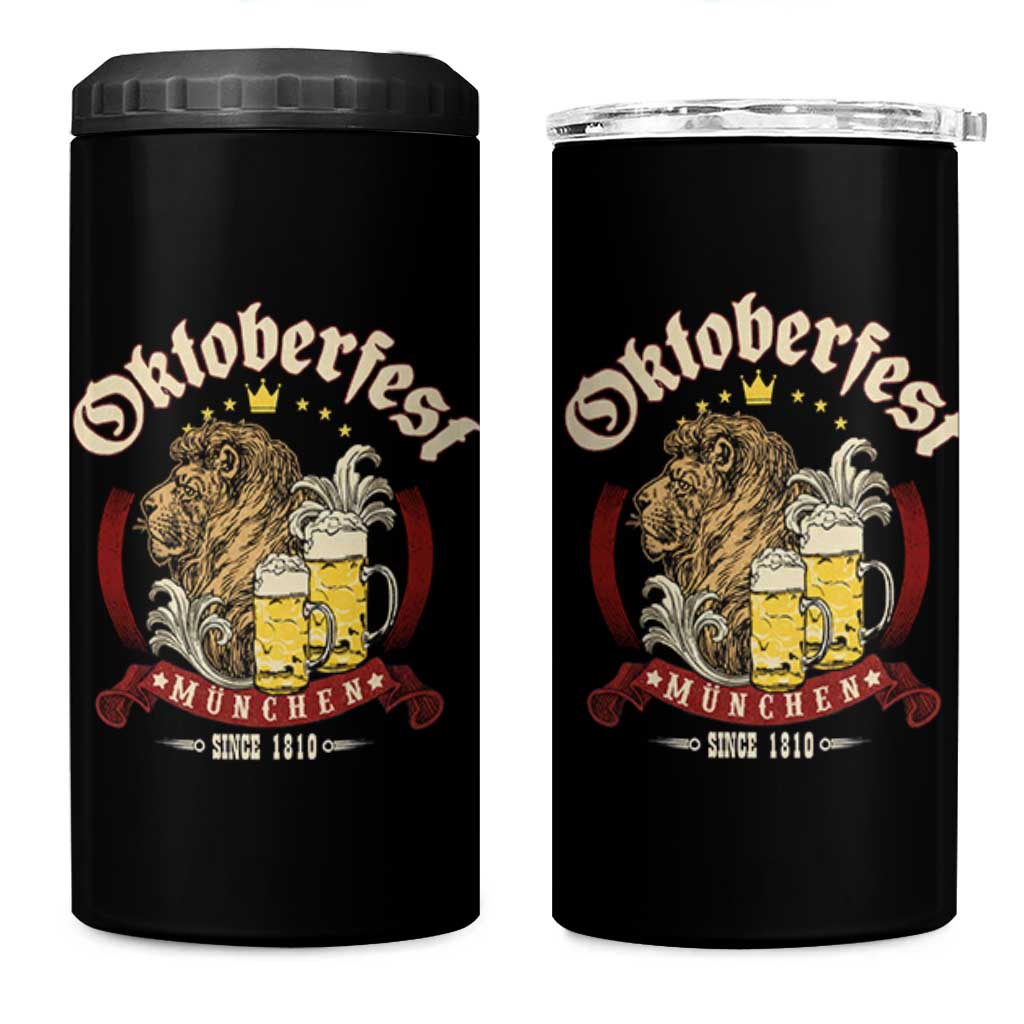 Oktoberfest Munchen 4 in 1 Can Cooler Tumbler Munich Since 1810 Bavarian Lion and Beer - Wonder Print Shop
