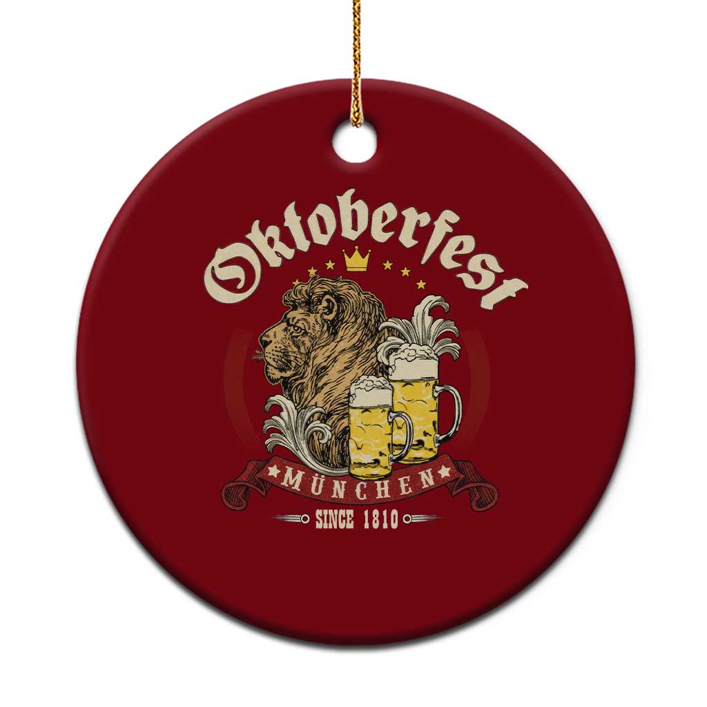 Oktoberfest Munchen Ceramic Ornament Munich Since 1810 Bavarian Lion and Beer - Wonder Print Shop