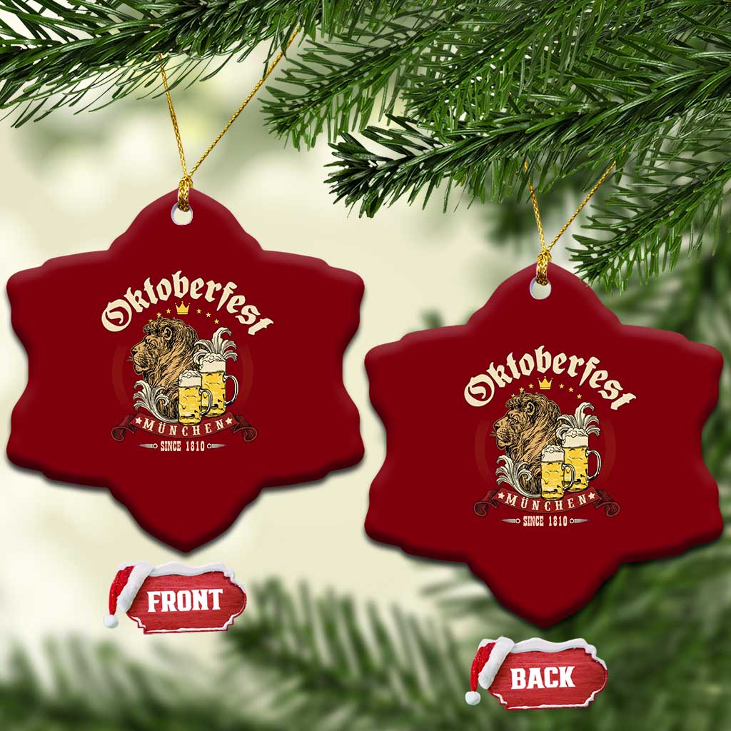 Oktoberfest Munchen Ceramic Ornament Munich Since 1810 Bavarian Lion and Beer - Wonder Print Shop