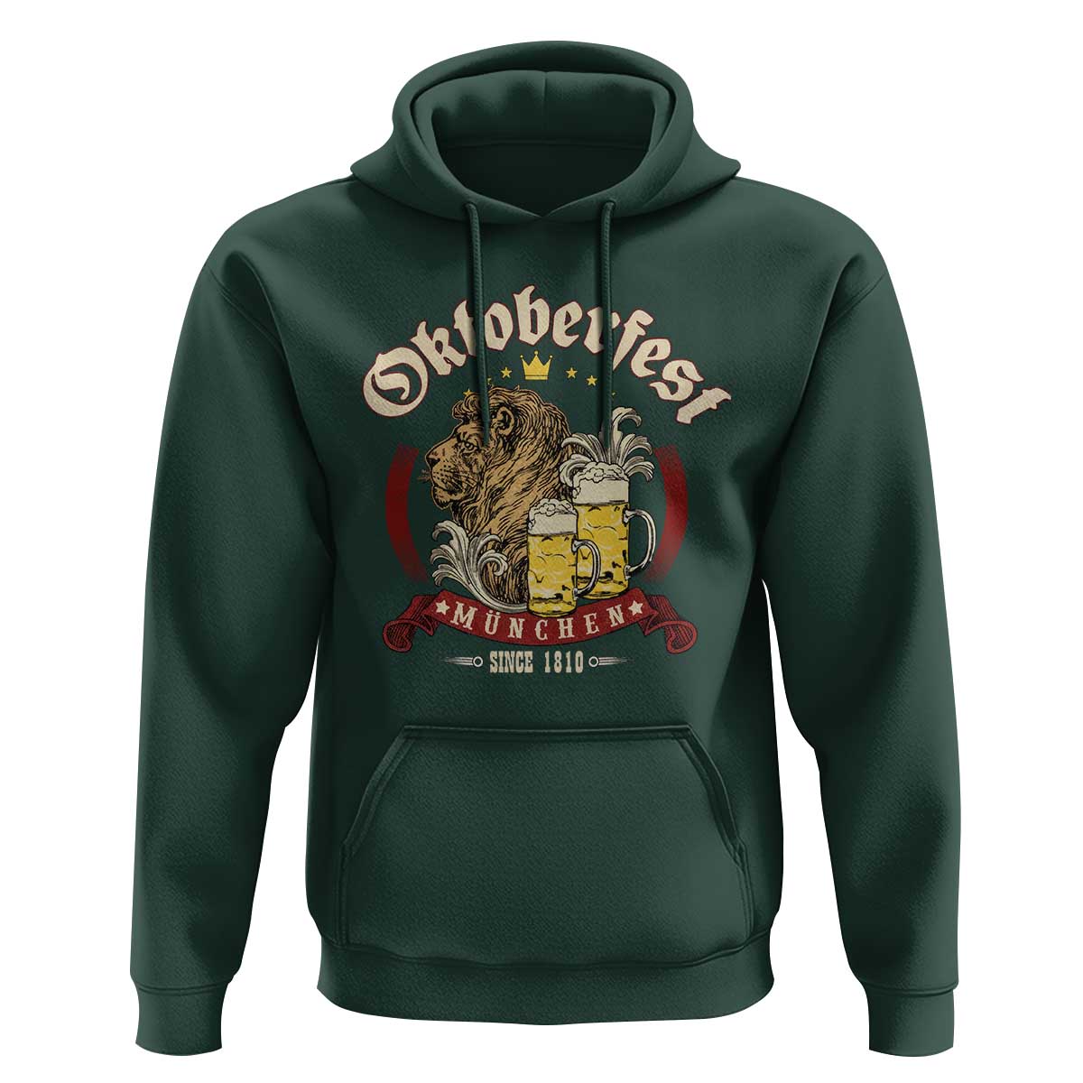 Oktoberfest Munchen Hoodie Munich Since 1810 Bavarian Lion and Beer - Wonder Print Shop