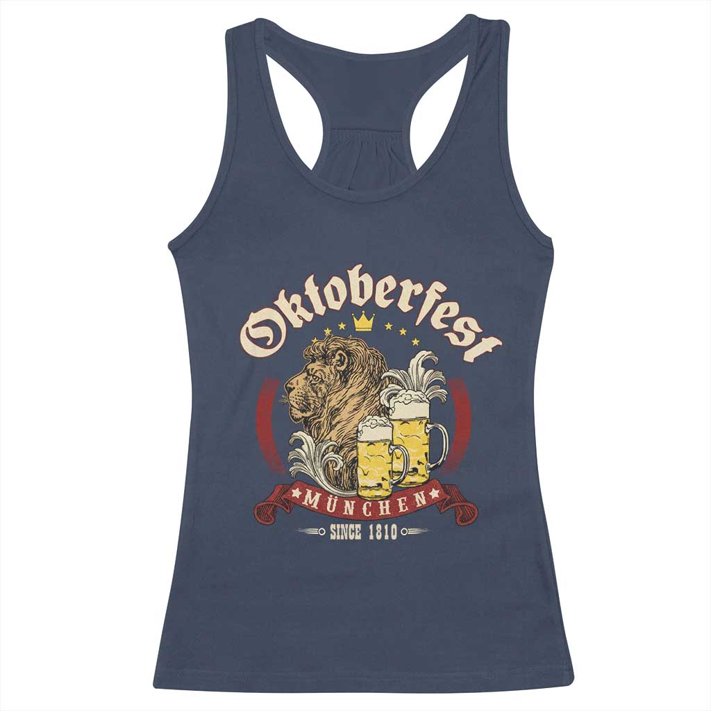 Oktoberfest Munchen Racerback Tank Top Munich Since 1810 Bavarian Lion and Beer - Wonder Print Shop