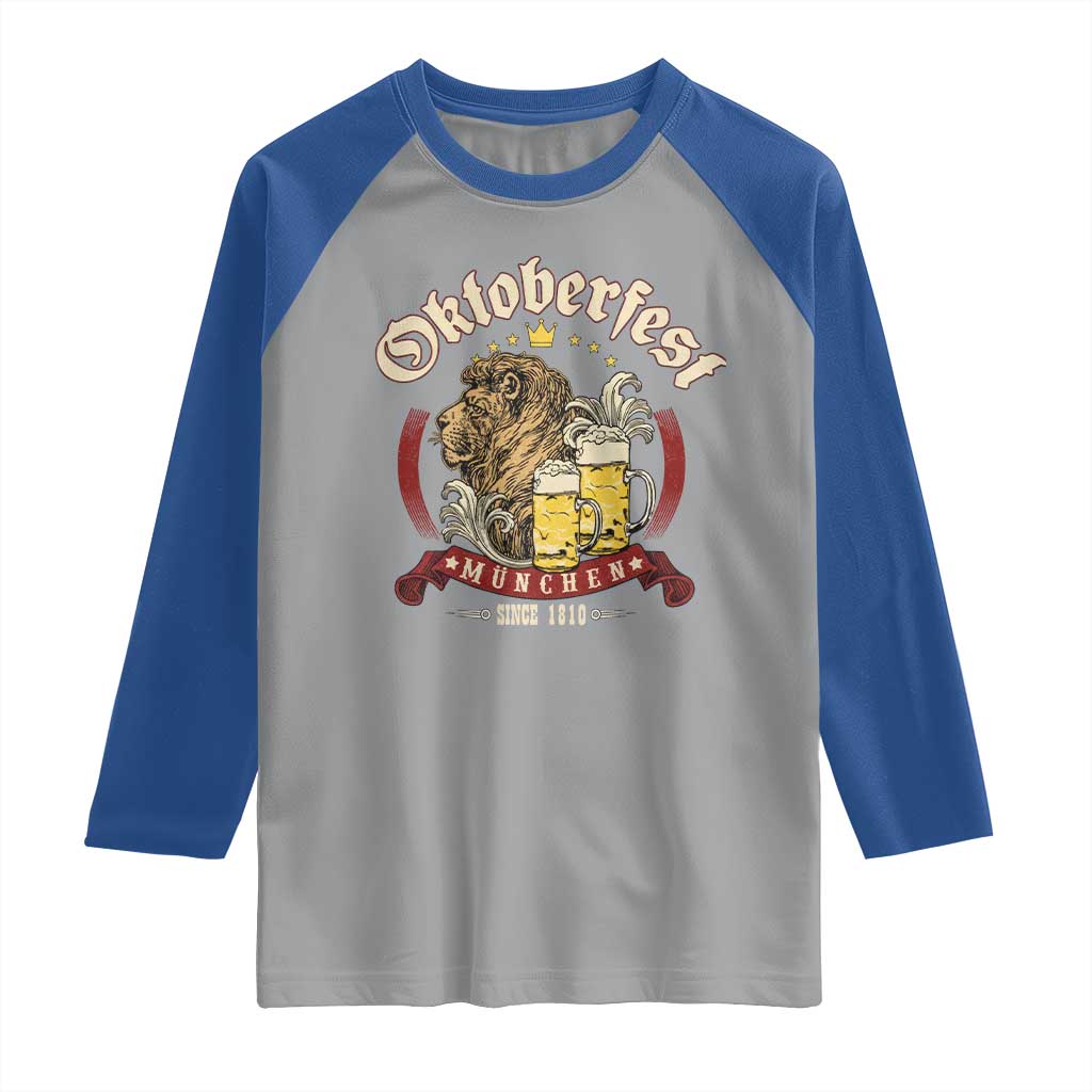 Oktoberfest Munchen Raglan Shirt Munich Since 1810 Bavarian Lion and Beer - Wonder Print Shop
