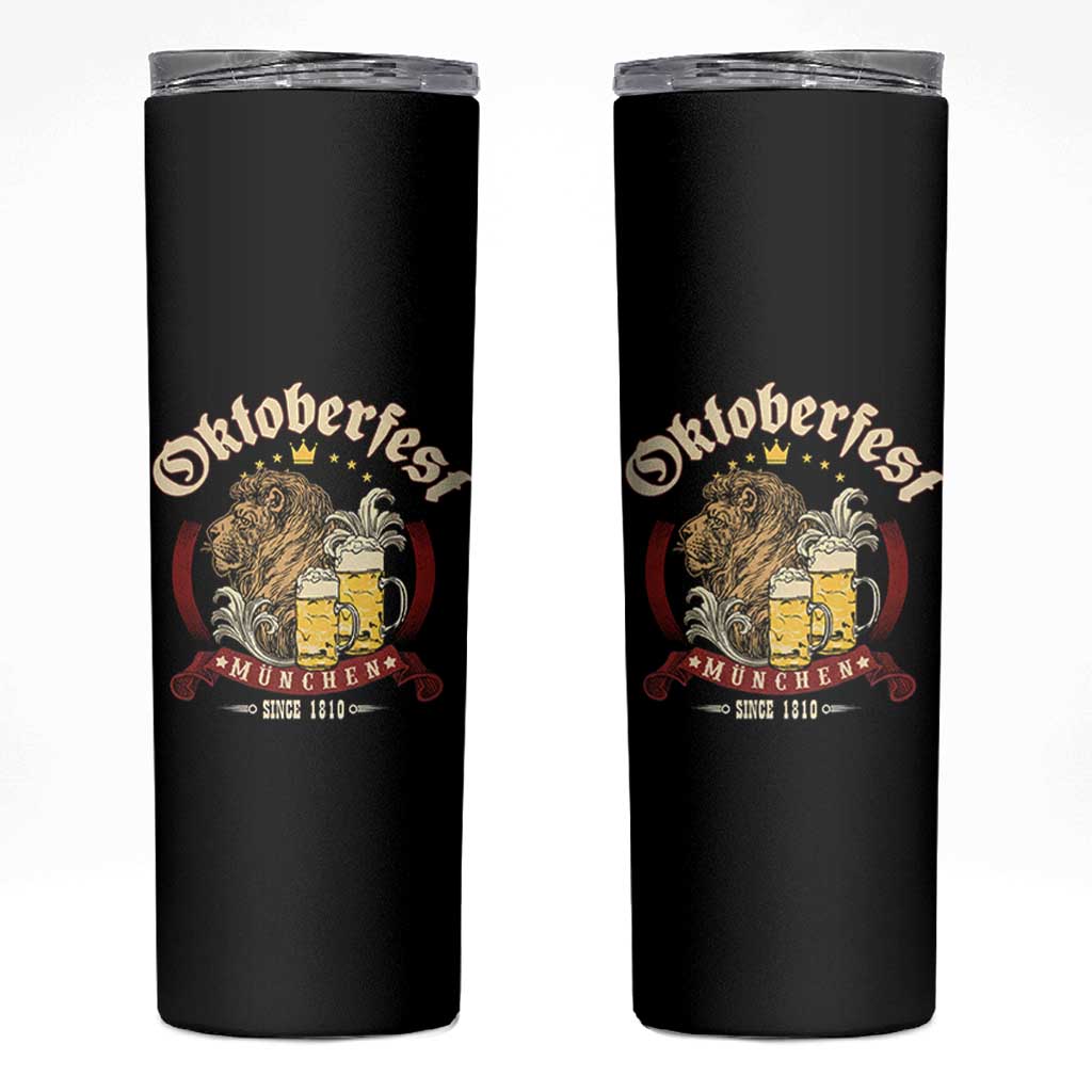 Oktoberfest Munchen Skinny Tumbler Munich Since 1810 Bavarian Lion and Beer - Wonder Print Shop