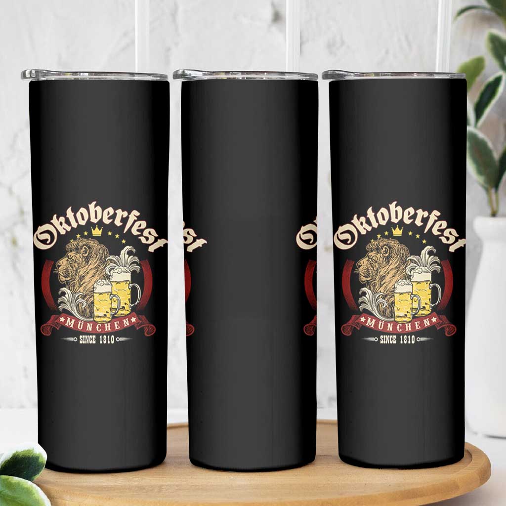 Oktoberfest Munchen Skinny Tumbler Munich Since 1810 Bavarian Lion and Beer - Wonder Print Shop