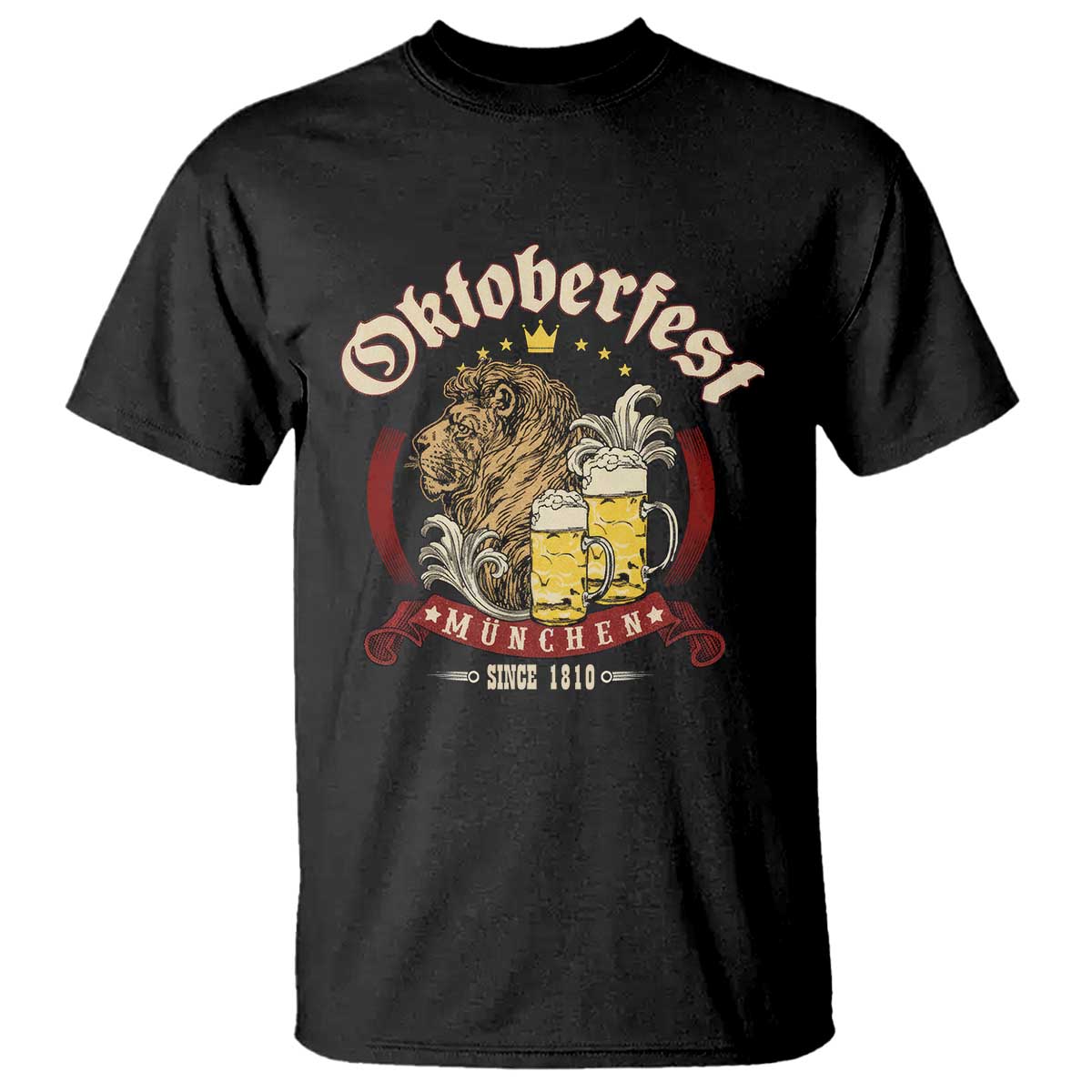 Oktoberfest Munchen T Shirt Munich Since 1810 Bavarian Lion and Beer - Wonder Print Shop