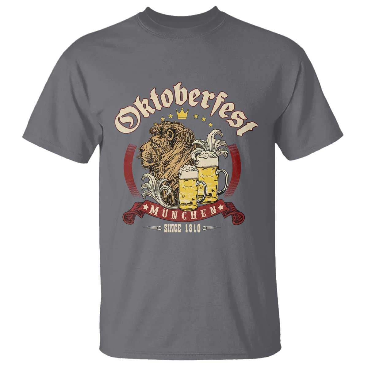 Oktoberfest Munchen T Shirt Munich Since 1810 Bavarian Lion and Beer - Wonder Print Shop