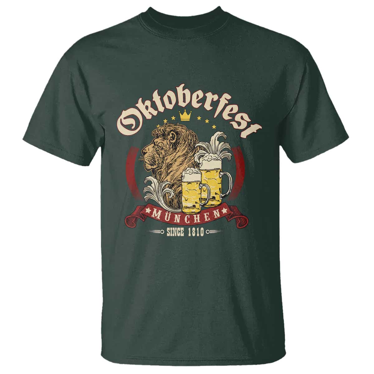Oktoberfest Munchen T Shirt Munich Since 1810 Bavarian Lion and Beer - Wonder Print Shop