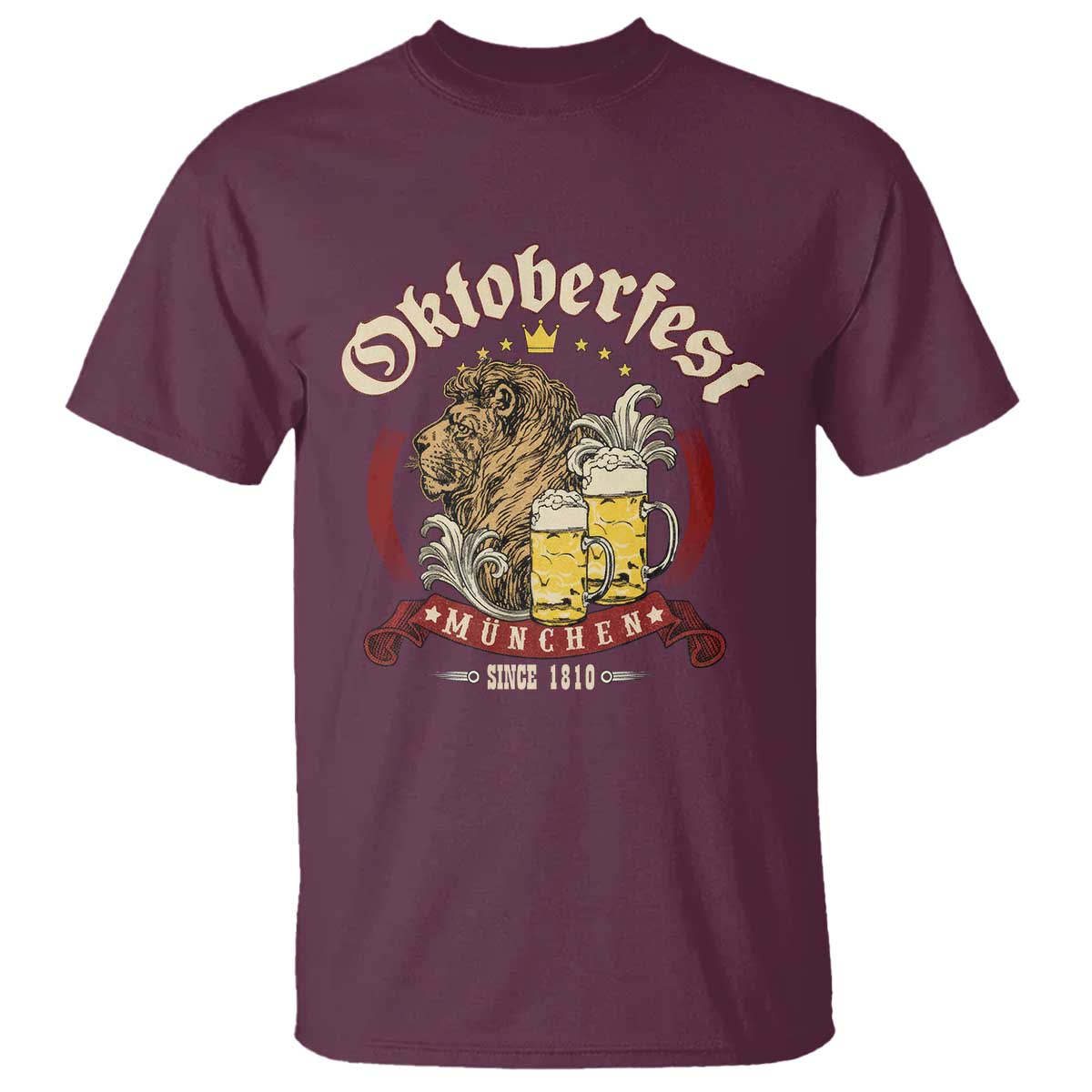 Oktoberfest Munchen T Shirt Munich Since 1810 Bavarian Lion and Beer - Wonder Print Shop