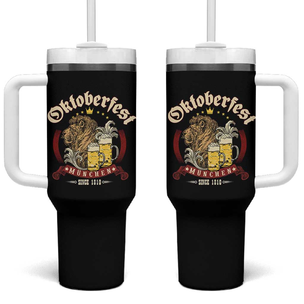 Oktoberfest Munchen Tumbler With Handle Munich Since 1810 Bavarian Lion and Beer - Wonder Print Shop