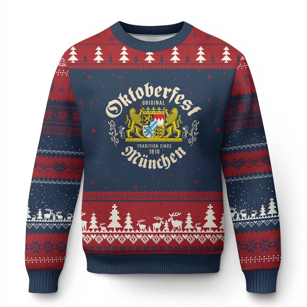 Oktoberfest Munchen Since 1810 Ugly Christmas Sweater Original Tradition Bavarian Coat of Arms Heritage Festival - Wonder Print Shop