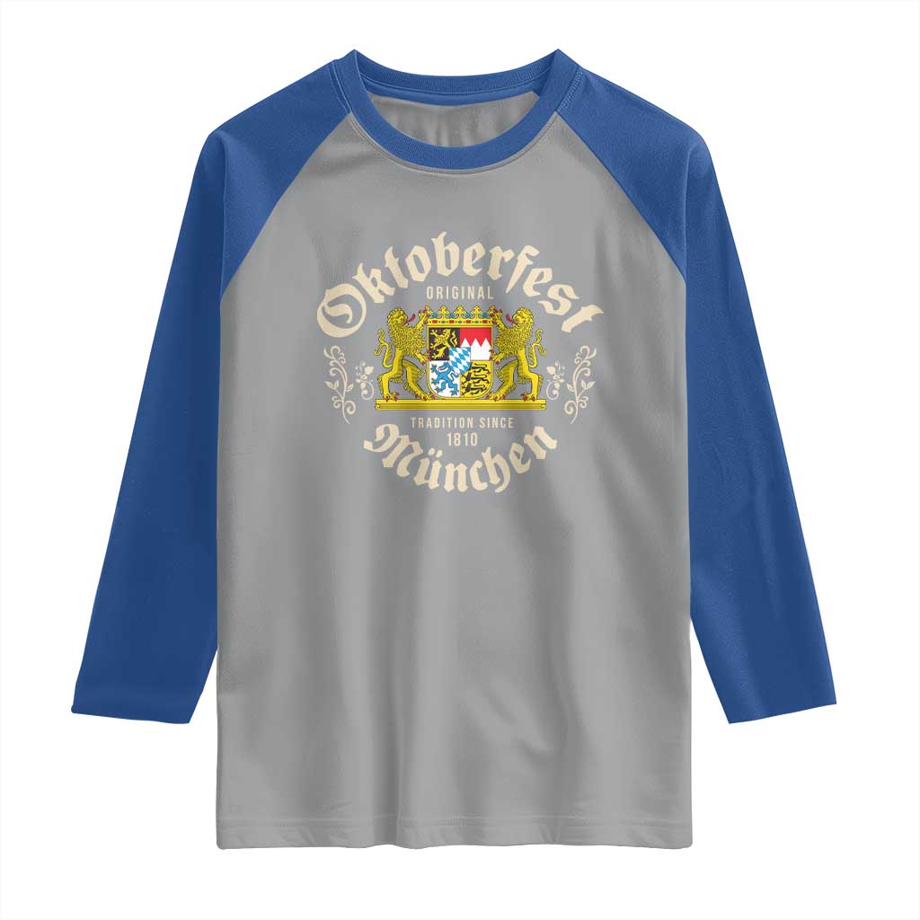 Oktoberfest Munchen Since 1810 Raglan Shirt Original Tradition Bavarian Coat of Arms Heritage Festival - Wonder Print Shop