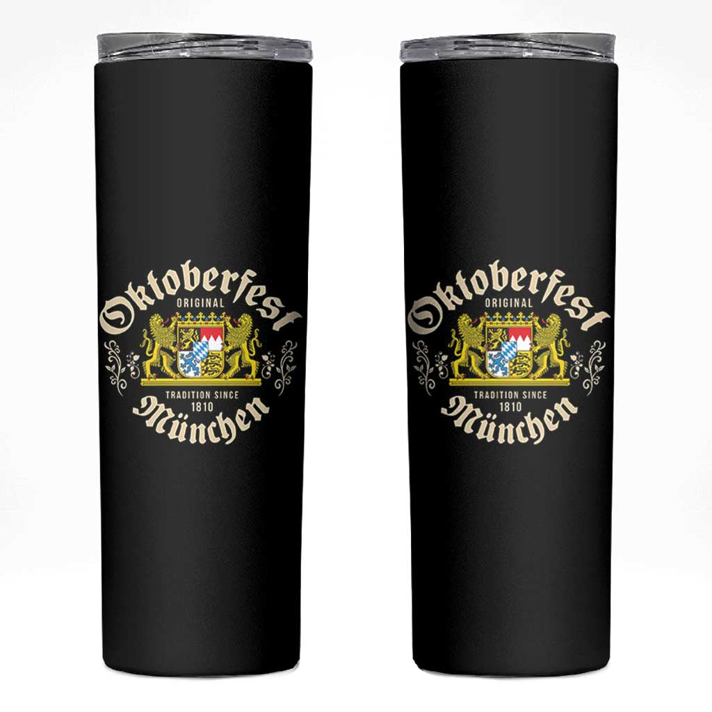 Oktoberfest Munchen Since 1810 Skinny Tumbler Original Tradition Bavarian Coat of Arms Heritage Festival - Wonder Print Shop