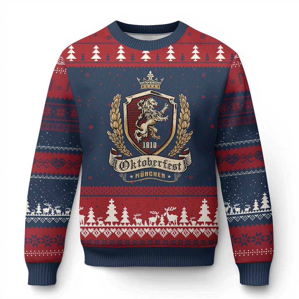Oktoberfest Munchen Lion Crest Ugly Christmas Sweater Classic Bavarian Festival - Wonder Print Shop
