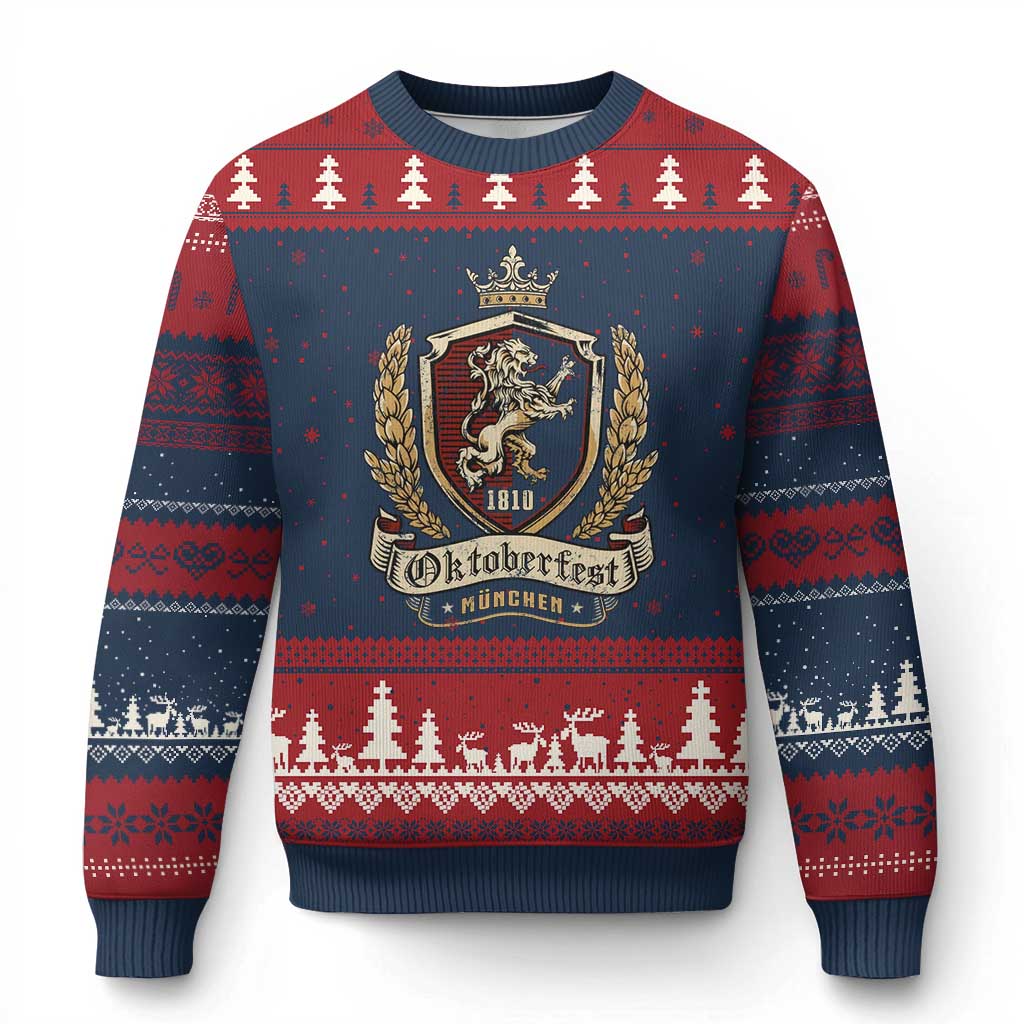 Oktoberfest Munchen Lion Crest Ugly Christmas Sweater Classic Bavarian Festival TS02
