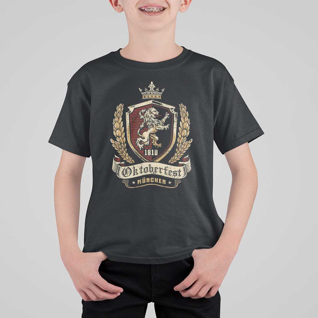 Oktoberfest Munchen Lion Crest T Shirt For Kid Classic Bavarian Festival - Wonder Print Shop