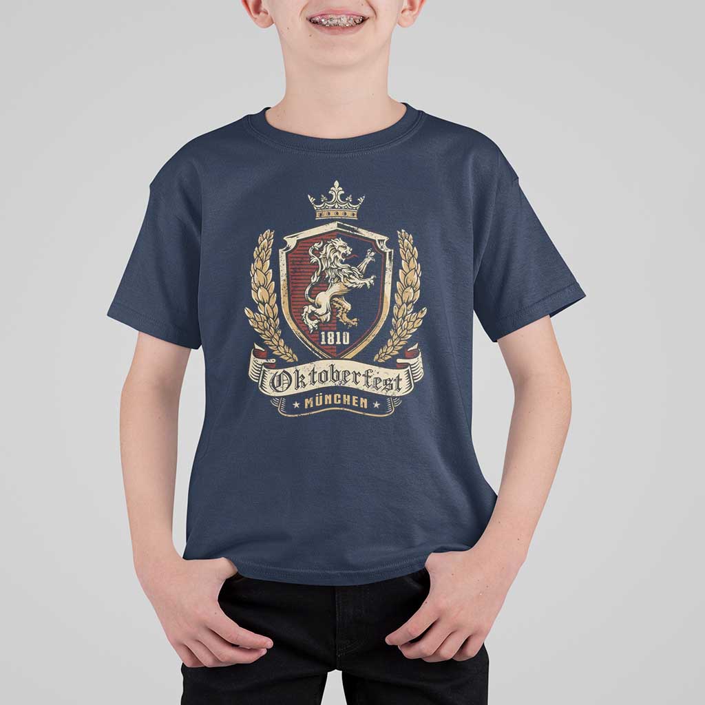 Oktoberfest Munchen Lion Crest T Shirt For Kid Classic Bavarian Festival - Wonder Print Shop