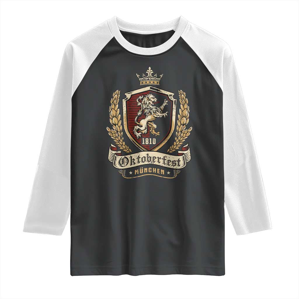 Oktoberfest Munchen Lion Crest Raglan Shirt Classic Bavarian Festival TS02