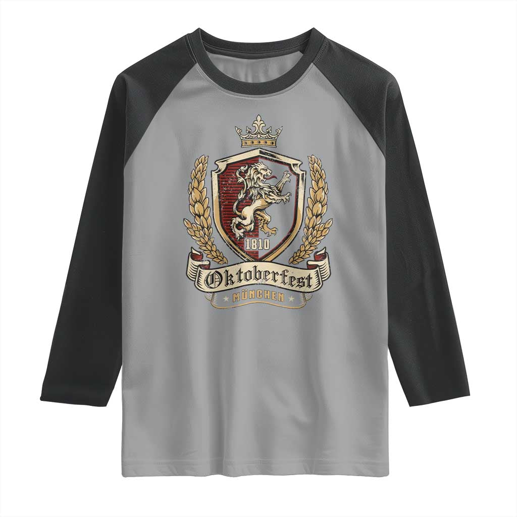 Oktoberfest Munchen Lion Crest Raglan Shirt Classic Bavarian Festival TS02