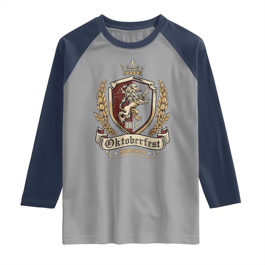 Oktoberfest Munchen Lion Crest Raglan Shirt Classic Bavarian Festival TS02