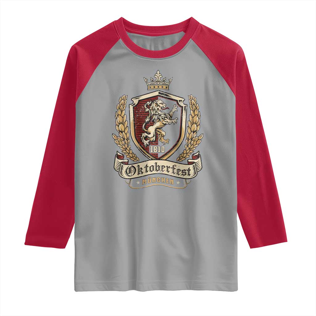 Oktoberfest Munchen Lion Crest Raglan Shirt Classic Bavarian Festival TS02