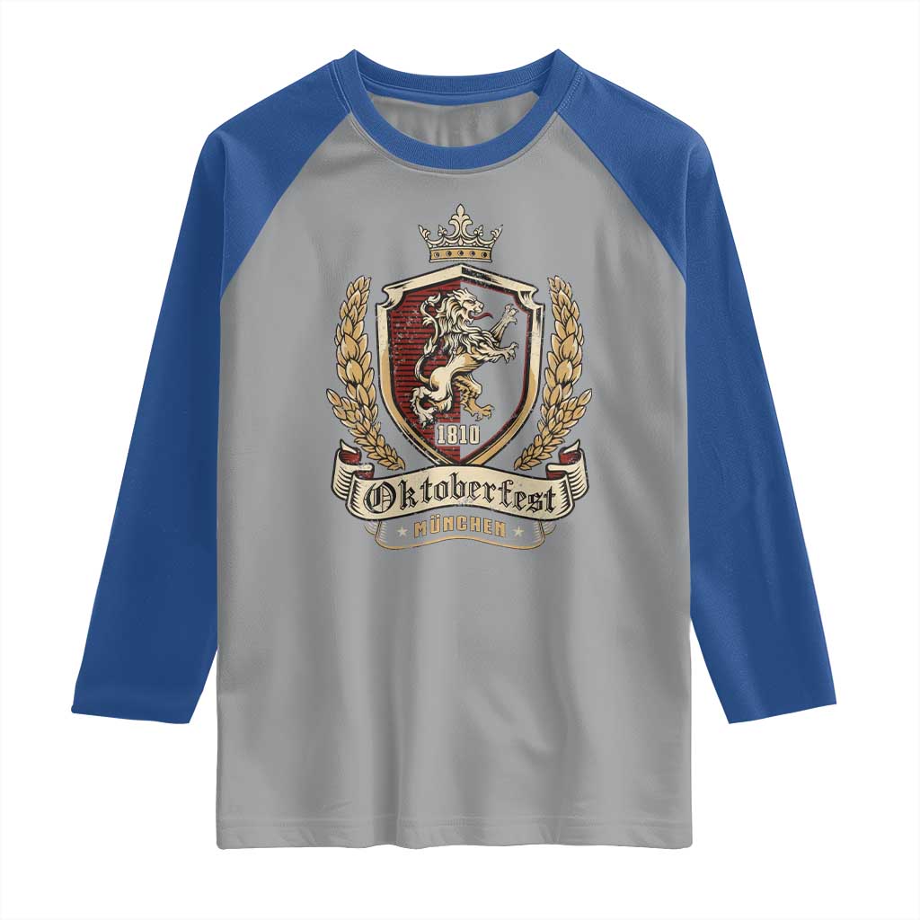 Oktoberfest Munchen Lion Crest Raglan Shirt Classic Bavarian Festival TS02