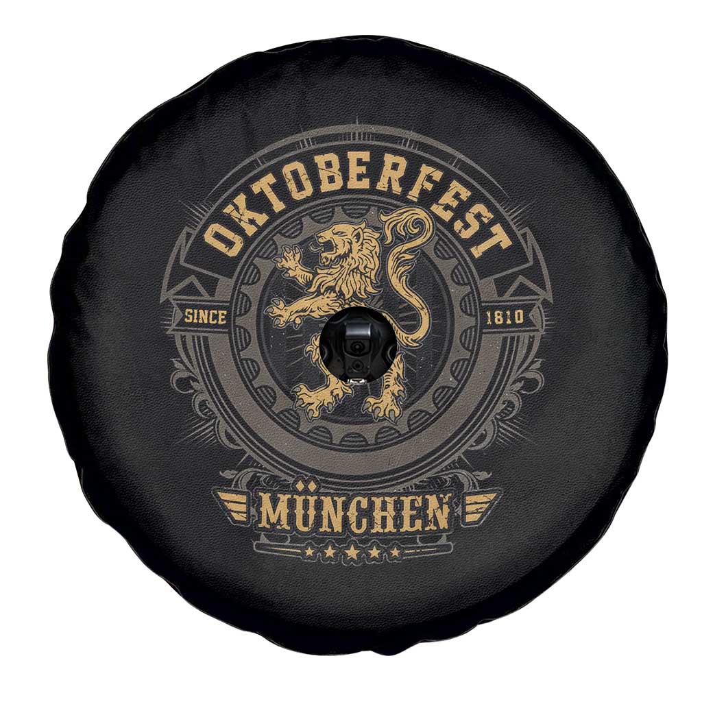 Oktoberfest Munchen Spare Tire Cover Munich Vintage Round Emblem with Bavarian Lion - Wonder Print Shop