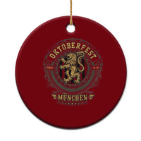Oktoberfest Munchen Ceramic Ornament Munich Vintage Round Emblem with Bavarian Lion - Wonder Print Shop