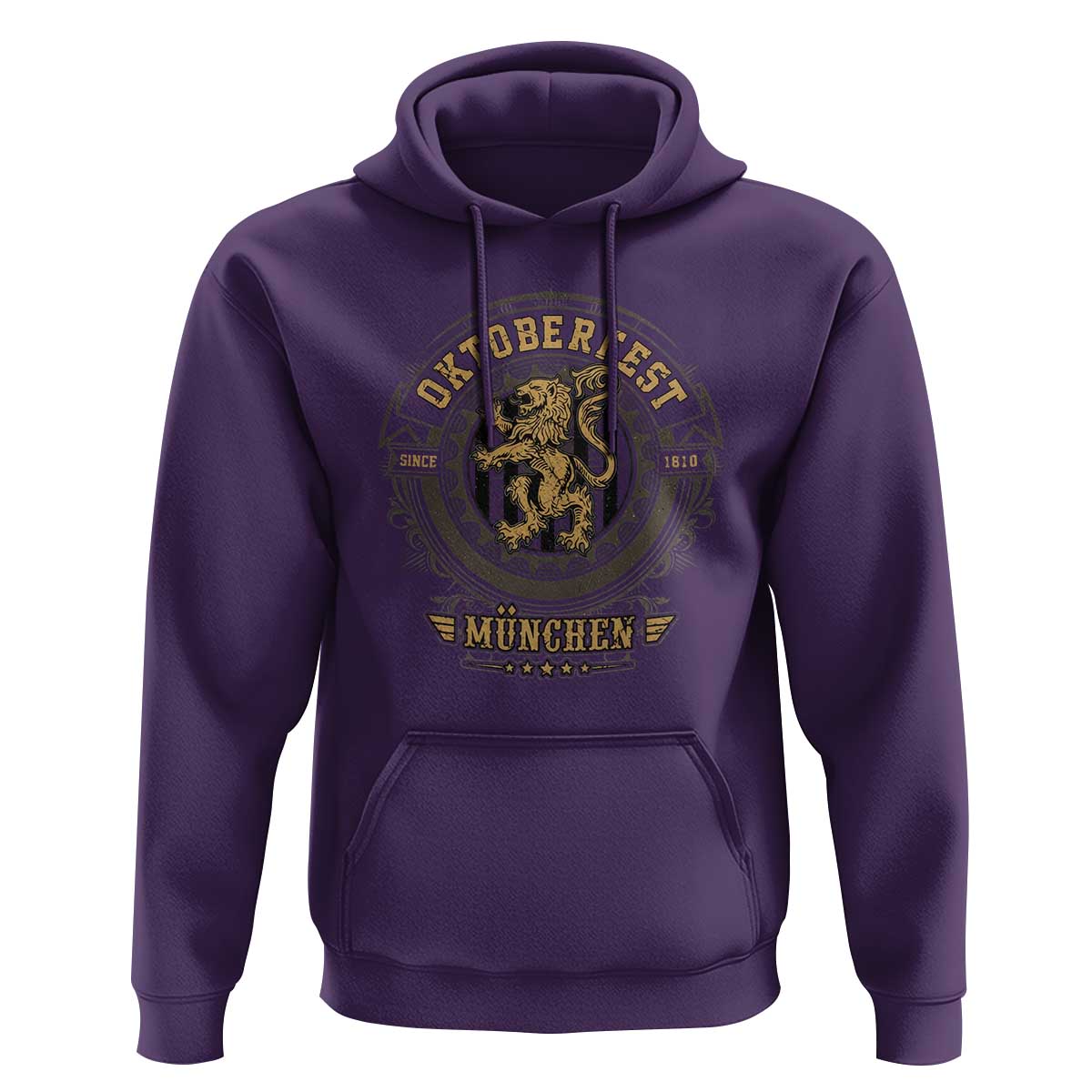 Oktoberfest Munchen Hoodie Munich Vintage Round Emblem with Bavarian Lion - Wonder Print Shop