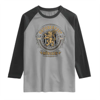 Oktoberfest Munchen Raglan Shirt Munich Vintage Round Emblem with Bavarian Lion - Wonder Print Shop