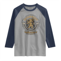Oktoberfest Munchen Raglan Shirt Munich Vintage Round Emblem with Bavarian Lion - Wonder Print Shop