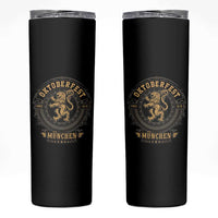 Oktoberfest Munchen Skinny Tumbler Munich Vintage Round Emblem with Bavarian Lion - Wonder Print Shop