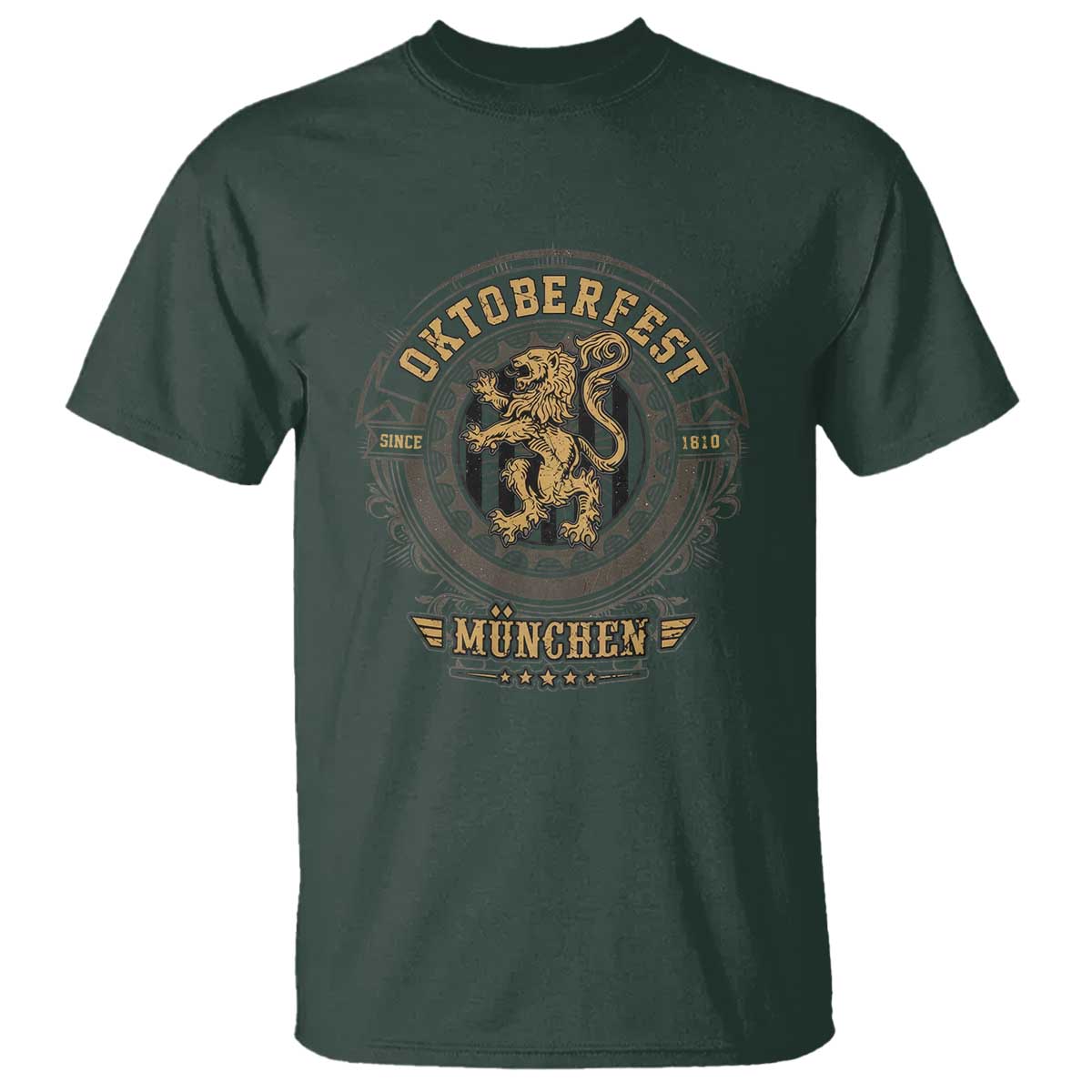 Oktoberfest Munchen T Shirt Munich Vintage Round Emblem with Bavarian Lion - Wonder Print Shop