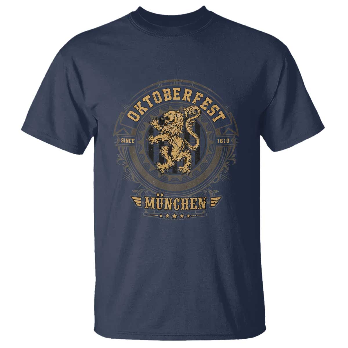 Oktoberfest Munchen T Shirt Munich Vintage Round Emblem with Bavarian Lion - Wonder Print Shop