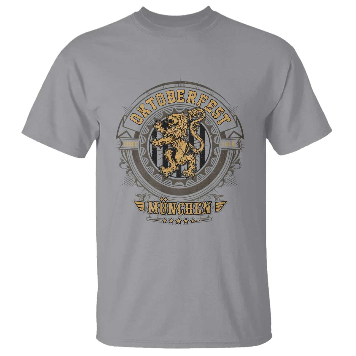 Oktoberfest Munchen T Shirt Munich Vintage Round Emblem with Bavarian Lion - Wonder Print Shop