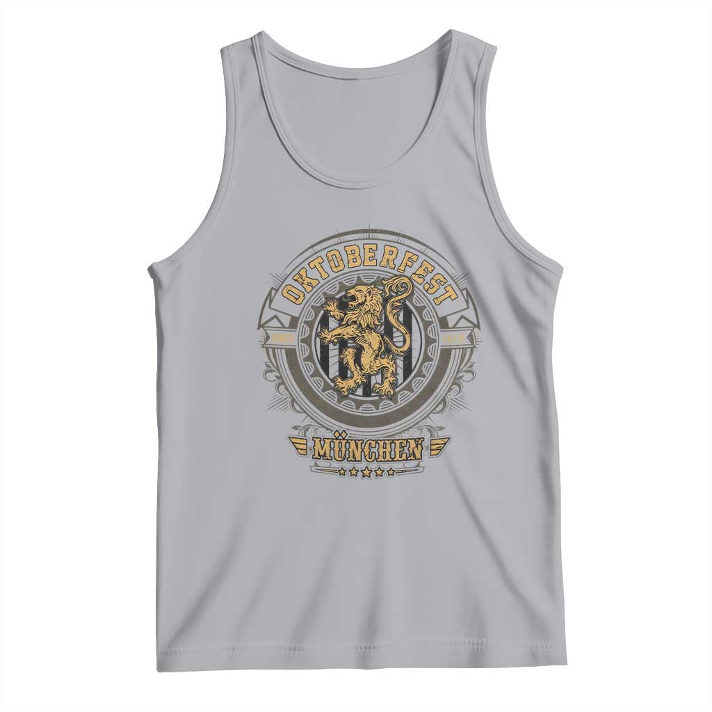Oktoberfest Munchen Tank Top Munich Vintage Round Emblem with Bavarian Lion - Wonder Print Shop