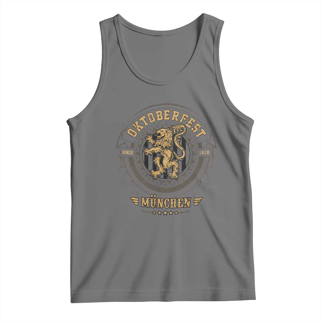 Oktoberfest Munchen Tank Top Munich Vintage Round Emblem with Bavarian Lion - Wonder Print Shop
