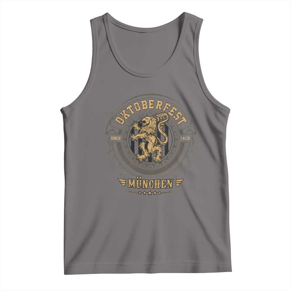 Oktoberfest Munchen Tank Top Munich Vintage Round Emblem with Bavarian Lion - Wonder Print Shop