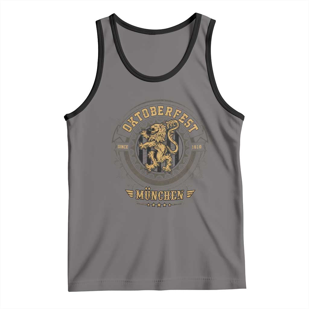 Oktoberfest Munchen Tank Top Munich Vintage Round Emblem with Bavarian Lion - Wonder Print Shop