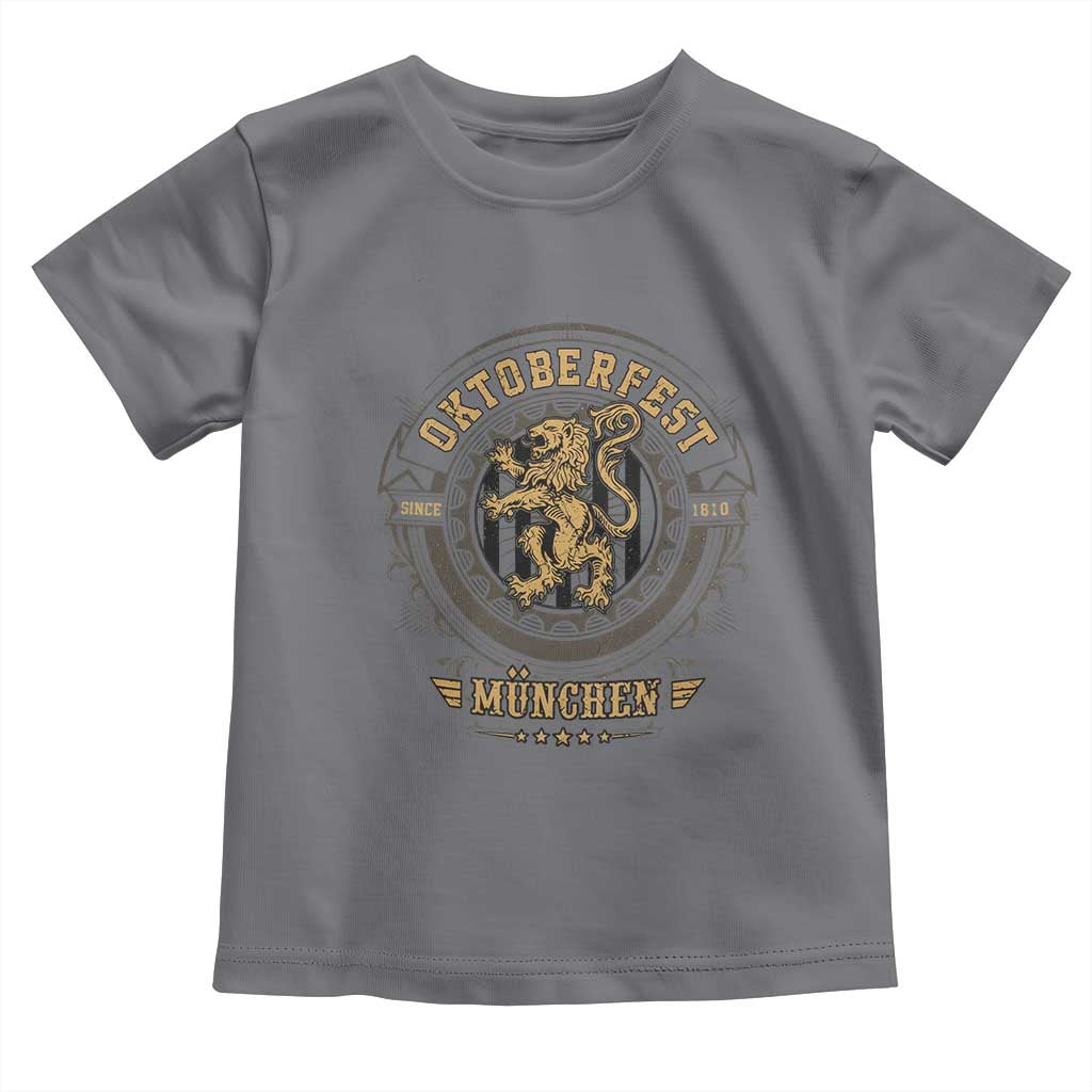 Oktoberfest Munchen Toddler T Shirt Munich Vintage Round Emblem with Bavarian Lion - Wonder Print Shop